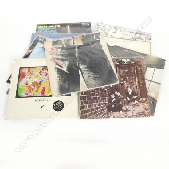 LOT ASST RECORDS INCLUDING ROLLING STONES STICKY FINGERS WITH ZIP AND OTHERS ETC