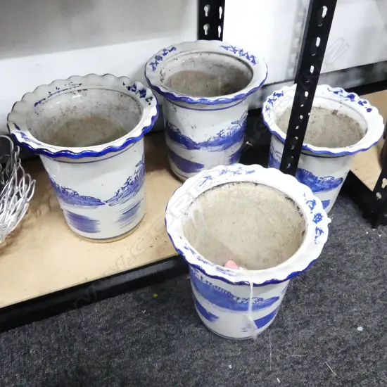 4 B/W CHINESE PLANT POTS H.200mm