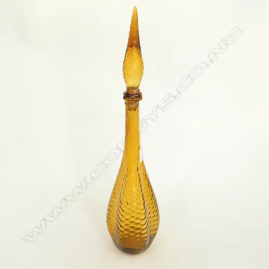 TALL 1970s GOLDEN-HUED GLASS GYPSY BOTTLE, H.570mm