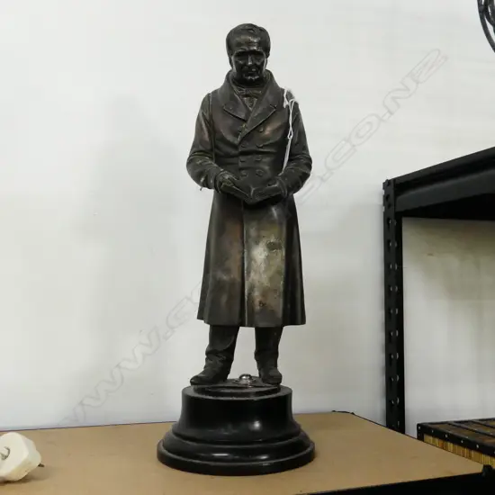 COPPER FINISHED SPELTER FIGURE OF WILHELM VON HUMBOLT GERMAN PHILOSOPHER  H. 460mm