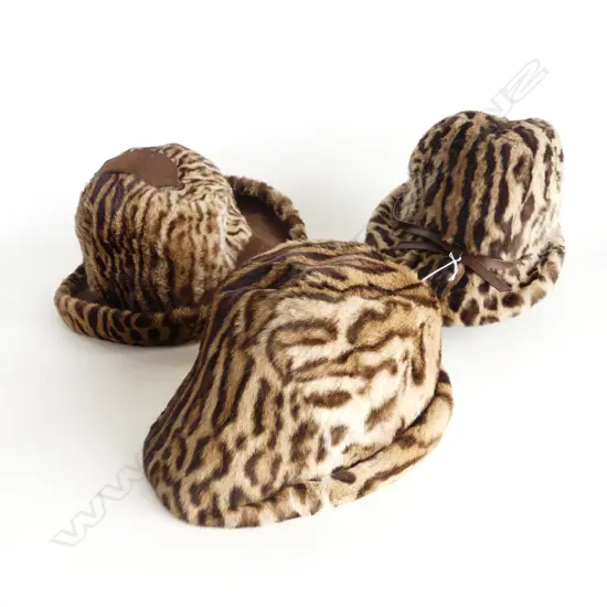 3 VINTAGE LEOPARD HATS