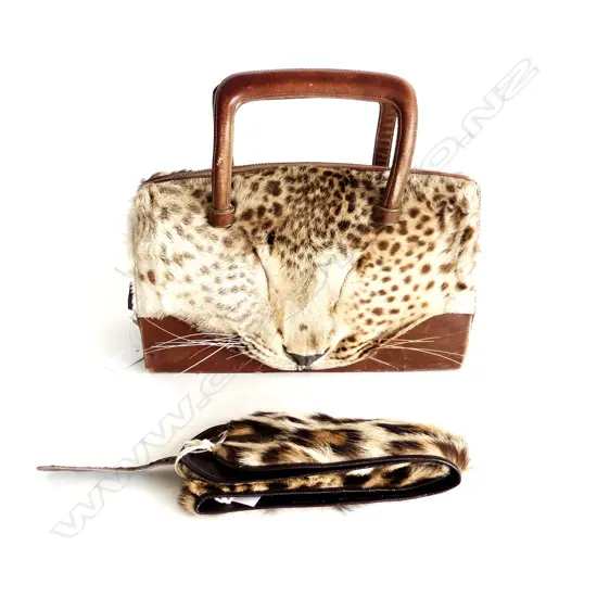 VINTAGE LEOPARD HAND BAG W.265mm + STRAP L.660mm