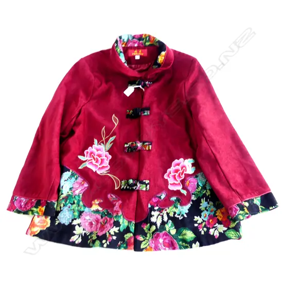 CRIMSON CHINESE EMBROIDERED WOMENS JACKET SIZE. XL