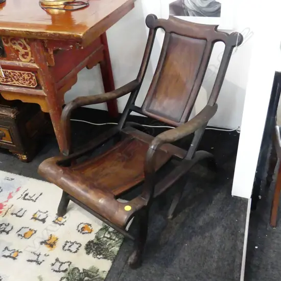 ORIENTAL HARD WOOD ARMCHAIR