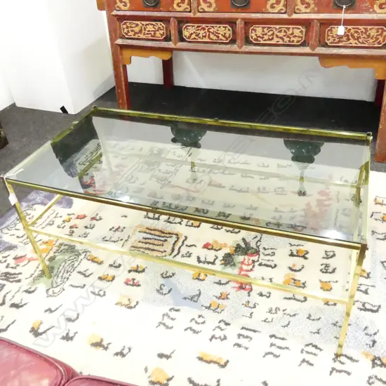 BRASS & GLASS COFFEE TABLE 1015x510x450mm