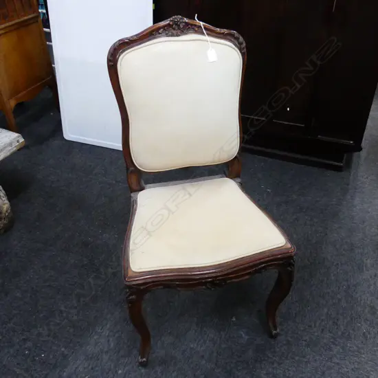 FRENCH STYLE DINING CHAIR w. LEATHER UPHOLSTERY