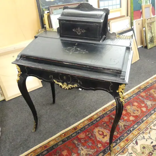 EBONISED ANTIQUE FRENCH BONHEUR DU JOUR DESK 780x470x1070mm
