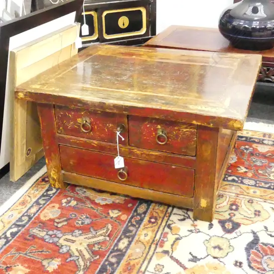 VINTAGE CHINESE TABLE WITH DRAWERS [BUILT USING TRADITIONAL METHODS]