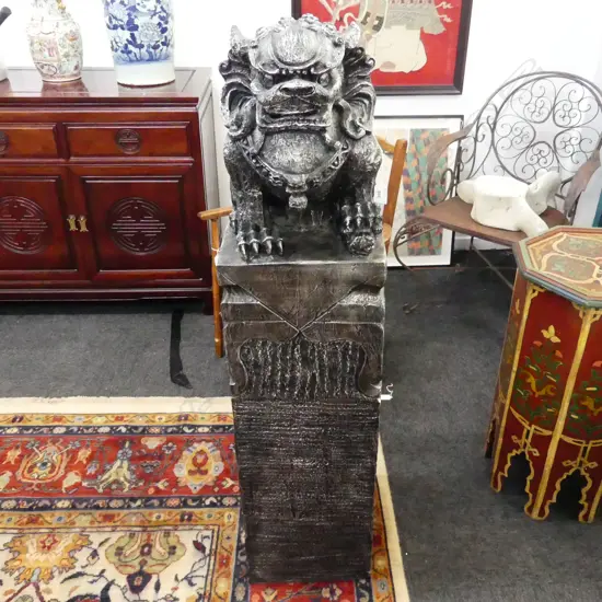 LG BLACK RESIN CHINESE CHOP SEAL STATUE H.1200mm