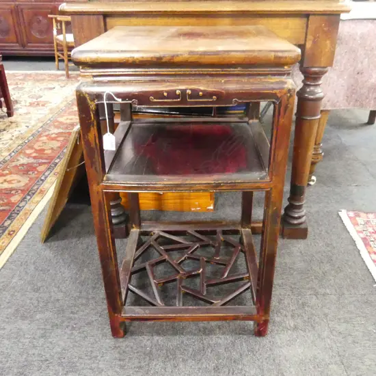 2 TIER ORENTIAL SIDE TABLE  H. 775mm