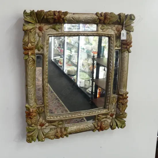 WALL MIRROR, PAINTED PLASTER FRAME (chip) 450x400mm