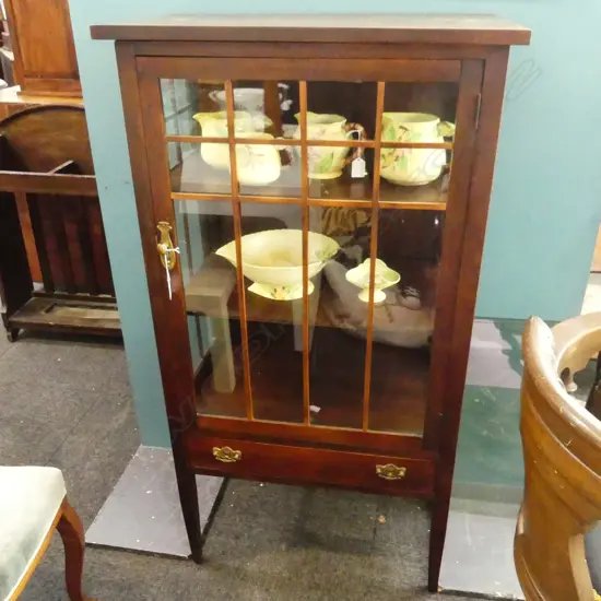 EARLY 20thC CRAFTSMAN STYLE GLAZED DISPLAY CABINET 660x390x1250mm