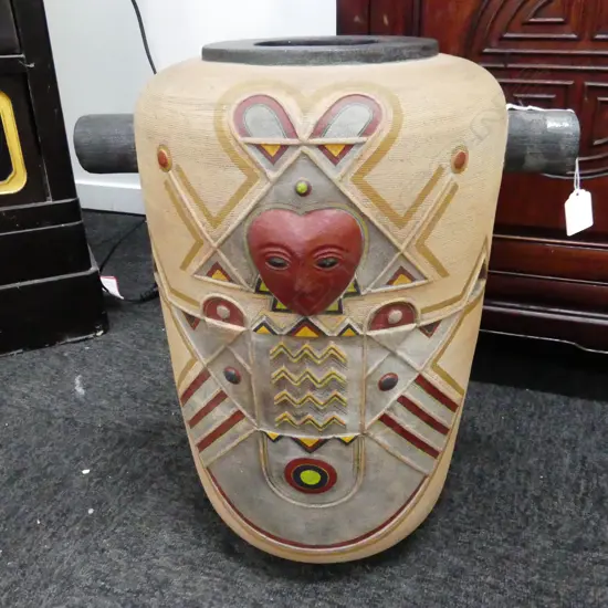 TALL VASE w. GEOMETRIC DESIGN H.425mm