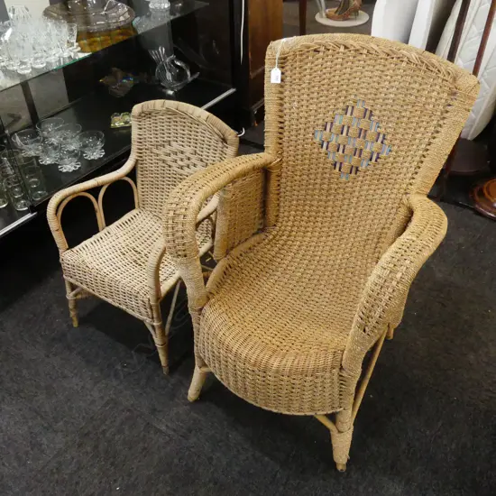 2 CANE CHAIRS; 1 CHILD SIZE