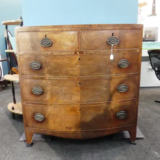 GEORGIAN MAHOGANY BOW FRONT 2 PART CHEST 1020x520x1035mm