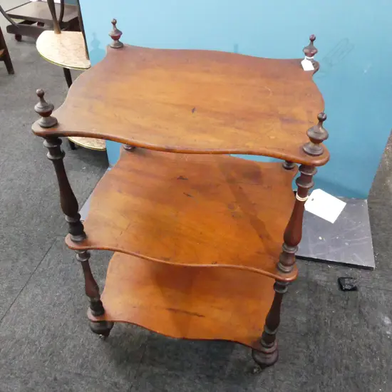 3 TIER VICTORIAN MAHOGANY WHAT NOT STAND 