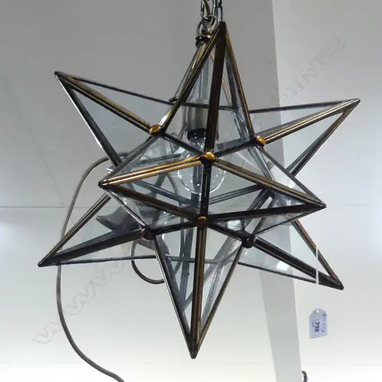  GLASS AND METAL STAR LANTERN H 480 MM