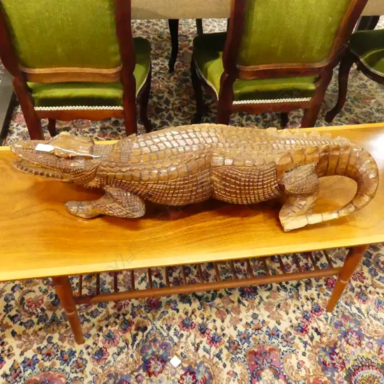 CARVED WOODEN CROCODILE L.850mm 