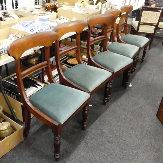 5 VICTORIAN MAHOGANY BLADE BACK DINING CHAIRS