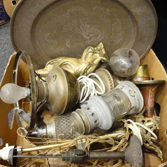 BOX LOT LAMPS SODA SYPHON ETC