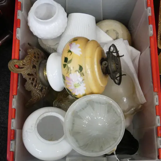 BOX LOT GLASS LAMP SHADES