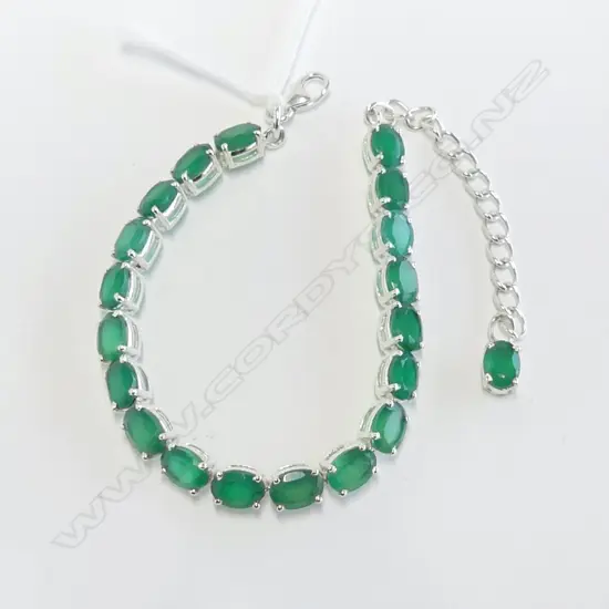 SILVER & GREEN CHROME DIOPSIDE TENNIS BRACELET