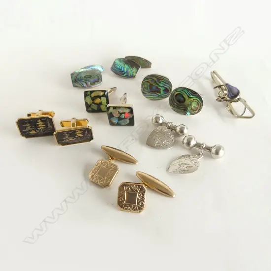 6 PRS CUFFLINKS (2 STG, 1 RG) + TIE PIN