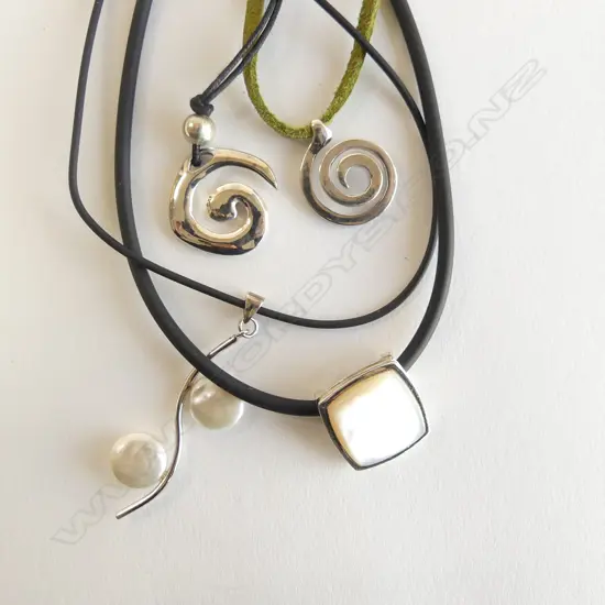 4 SILVER & MOP SET NECKLACES, NEW