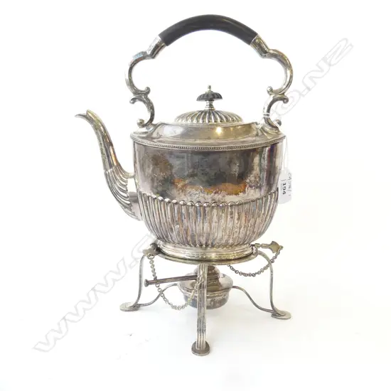 SILVER PLATE SPIRIT KETTLE WITH BURNER H.315mm