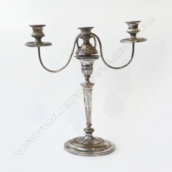 SILVER OVER COPPER CANDELABRA, H.360mm (TOP NOT MATCH)