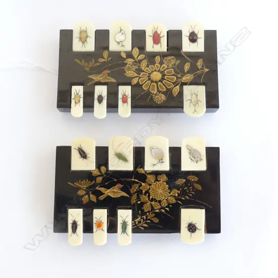 2  JAPANESE MEIJI PERIOD SHIBYAMA WHIST COUNTERS - (Ivory and Mother of Pearl) W.90mm