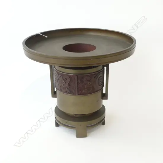 JAPANESE BRONZE USUBATA IKEBANA VASE H.260mm / 300mm dia