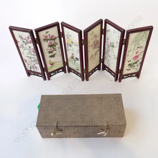 CHINESE 6 PANEL HAND PAINED QUARTZ SCREEN 240x80mm per panel, boxed