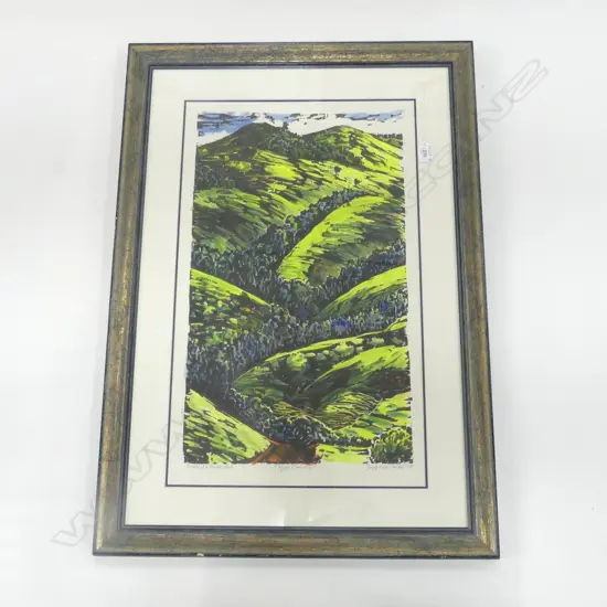 JENNY LOCKE-FORBES WOODCUT & WATERCOLOUR entitled signed dated '03. 620 x 380mm