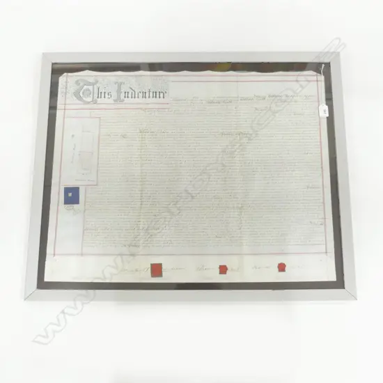 FRAMED INDENTURE DATED 1869 760X600mm