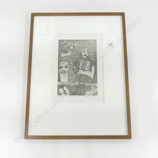 BERNADETTE HUDSON ETCHING 'DOMESTIC CONTRADICTIONS' 3/30 signed 1986 245 x 160mm