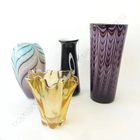 4 LG ART GLASS VASES H.365mm