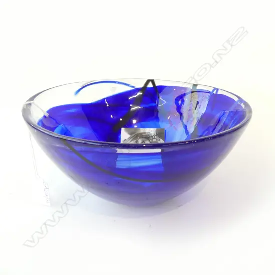 KOSTA BODA BLUE ART GLASS BOWL BY ANNA EHRNER H.115, 225mm dia