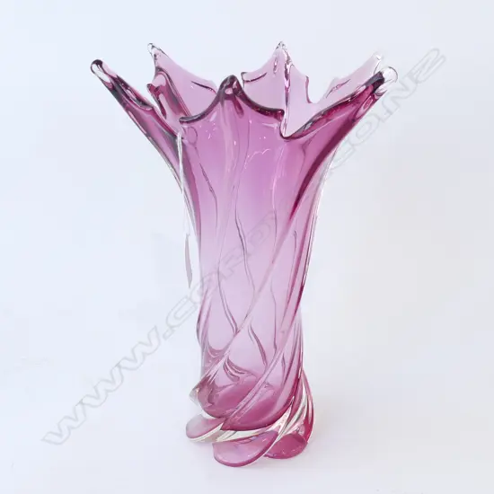 PINK ART GLASS VASE H.300mm