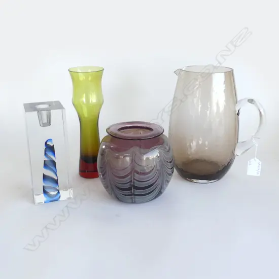 3 PCES ART GLASS H.215mm + BROSTE JUG H.215mm