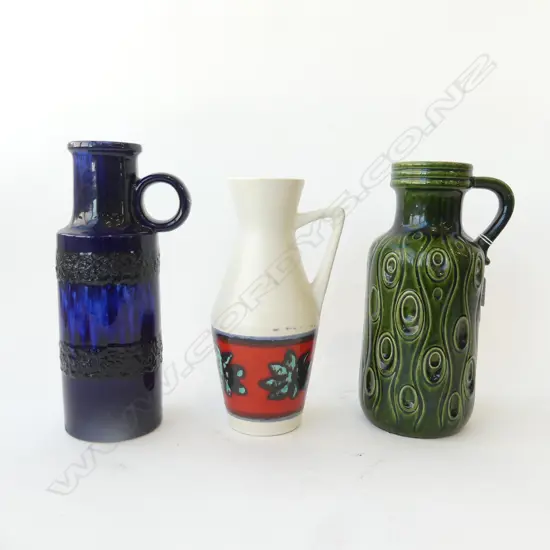 3 RETRO WEST GERMAN VASES H.280mm