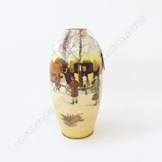 ROYAL DOULTON COACHING DAYS OVID VASE, YELLOW DOOR, H.210mm