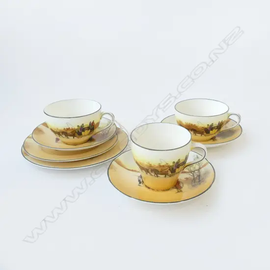 8 ASST. ROYAL DOULTON COACHING DAYS CUPS, SAUCERS & SIDE PLATES