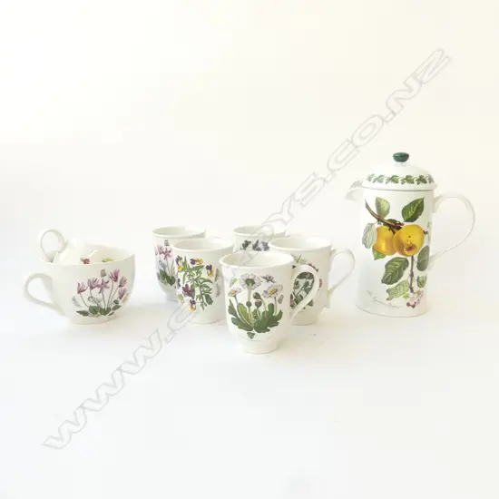 PORTMEIRION COFFEE PLUNGER H.220mm + 5 MUGS & 2 CUPS