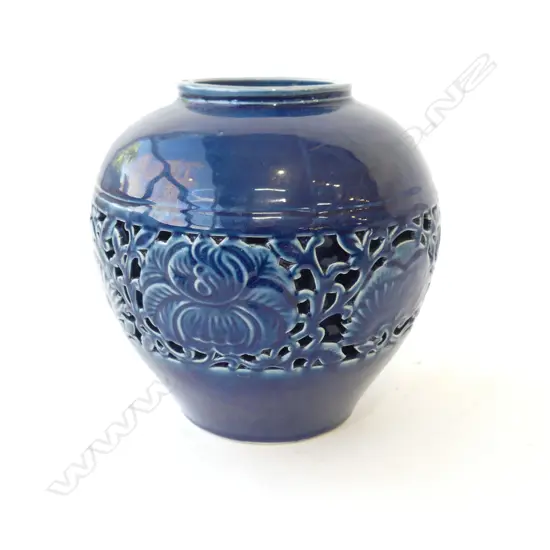 BLUE GLAZED ORIENTAL VASE H.180mm