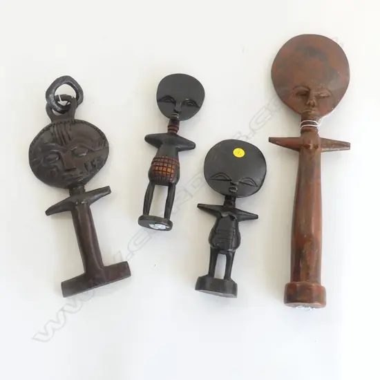 4 SOLOMAN ISLAND CARVED FIRTILITY FIGURES TALLEST 370MM