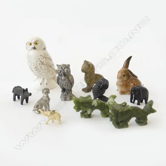 11 ASST. MINIATURE ANIMALS INCL. GOEBEL OWL H.75mm