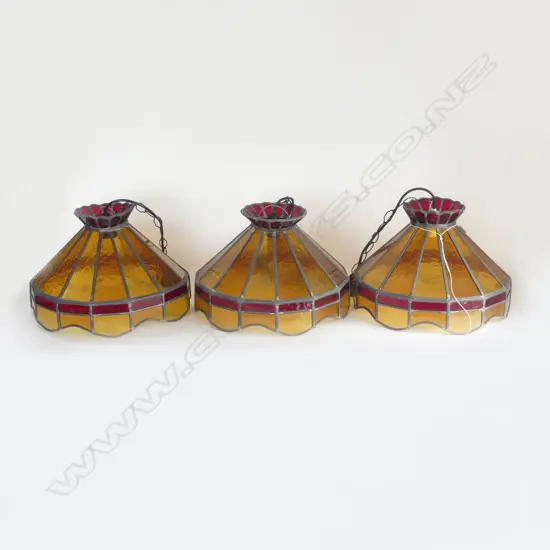 3 LEAD LIGHT LIGHT SHADES 410mm dia