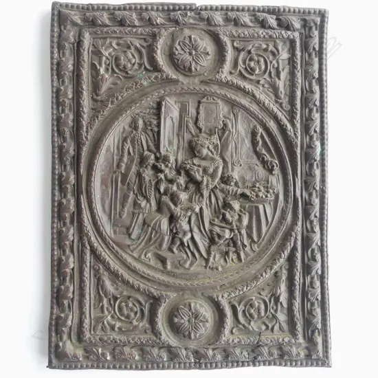 ANTIQUE COPPER PLAQUE ON WOOD BACK H240 W180MM