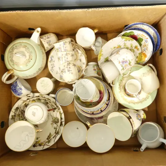 BOX LOT ASSORTED COFFEE CANS TEAPOT ETC